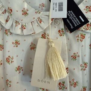 DÔEN Bel Top in Citrus Floral with Ruffle Collar XL NWT